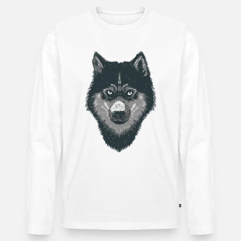 Wolf - Männer Premium Bio Langarmshirt - undefined