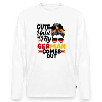 German Germany German Flag Cute Until My German - Männer Premium Bio Langarmshirt - Weiß - Vorne - Nico (187cm)