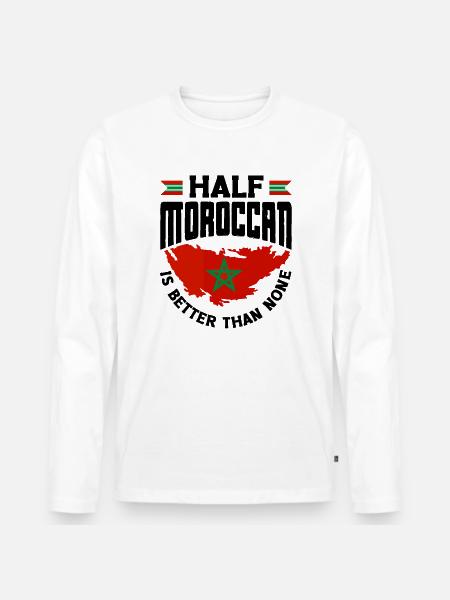 Marokko Marokkansk flag halv marokkansk er bedre - Premium økologisk langærmet T-shirt til mænd - hvid