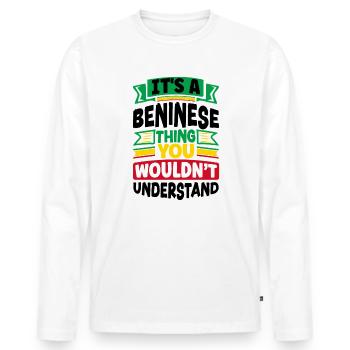 Béninois Bénin Drapeau Béninois Citation - T-shirt manches longues Premium bio Homme - blanc - Devant - Nico (187cm)