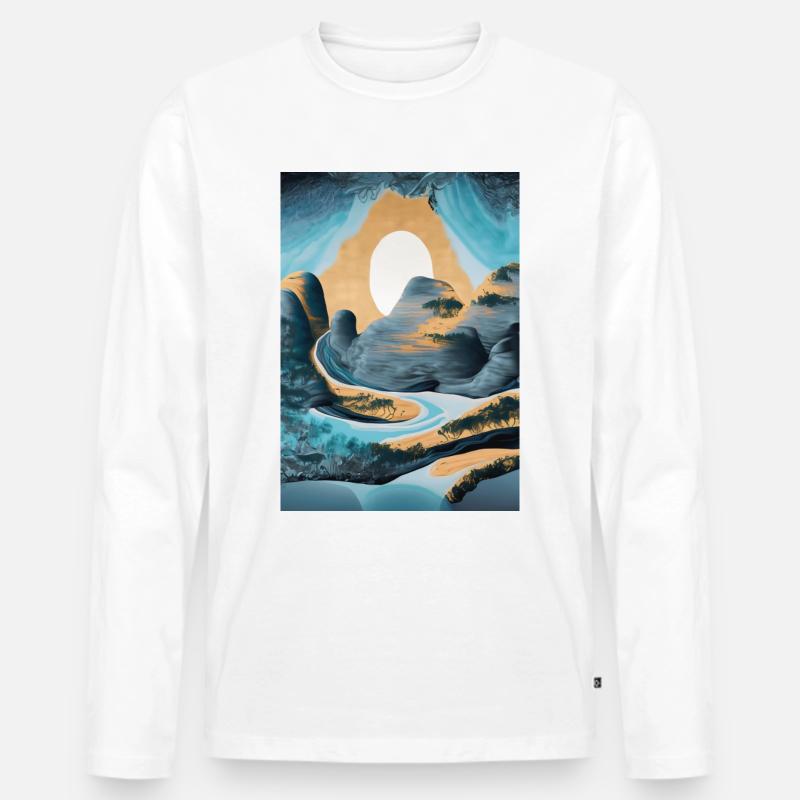 Abstrakte Landschaft - Abstract Landscape - Männer Premium Bio Langarmshirt - Weiß