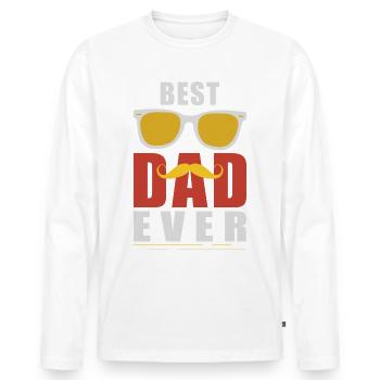 best father mustache - Men's Premium Organic Long Sleeve Shirt - white - Front - Nico (187cm)