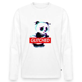 Tao Tao Panda Glitché - T-shirt manches longues Premium bio Homme - blanc - Devant - Nico (187cm)