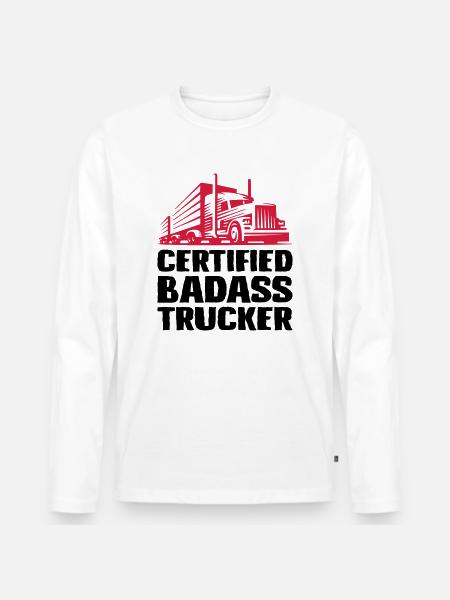 Certified badass trucker - Männer Premium Bio Langarmshirt - Weiß