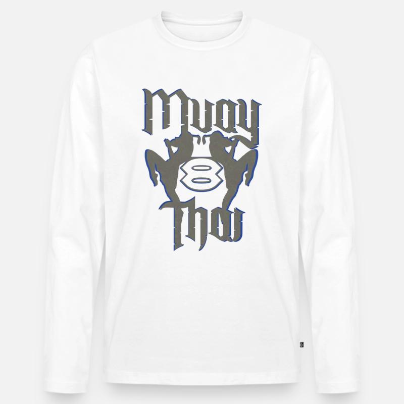 Muay Thai Kickboxen - Männer Premium Bio Langarmshirt - Weiß
