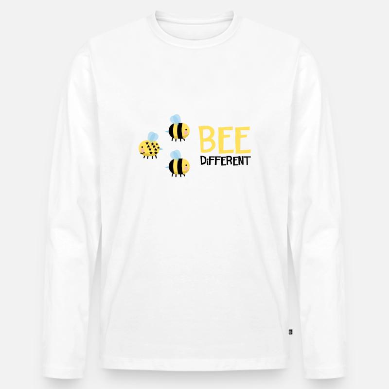 Bee Be Different Geschenk - Männer Premium Bio Langarmshirt - Weiß