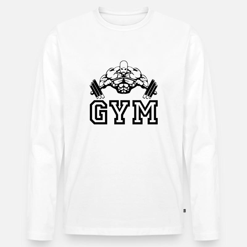 Gym Beast Geschenk - Männer Premium Bio Langarmshirt - Weiß
