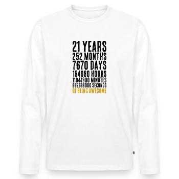 21 years birthday saying gift - Men's Premium Organic Long Sleeve Shirt - white - Front - Nico (187cm)