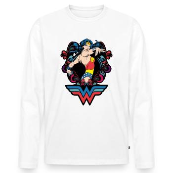 Wonder Woman Retro - Men's Premium Organic Long Sleeve Shirt - white - Front - Nico (187cm)
