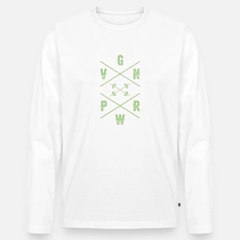 Vegan Power Geschenk - Männer Premium Bio Langarmshirt - Weiß