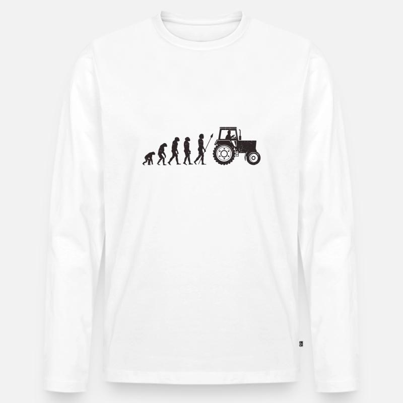 Landwirt Evolution - Männer Premium Bio Langarmshirt - Weiß