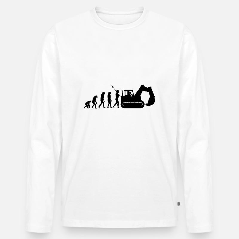 Baggerführer Evolution - Männer Premium Bio Langarmshirt - Weiß