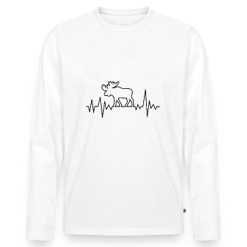 Elch Herzschlag - Männer Premium Bio Langarmshirt - Weiß - Vorne - Nico (187cm)