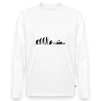 Model train evolution - Men's Premium Organic Long Sleeve Shirt - white - Front - Nico (187cm)