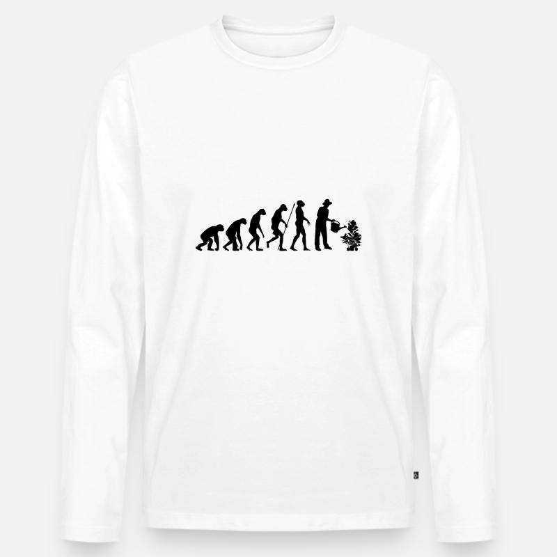Evolution Gärtner - Männer Premium Bio Langarmshirt - Weiß