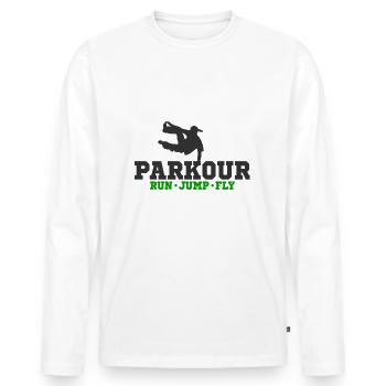 Parkour - Men's Premium Organic Long Sleeve Shirt - white - Front - Nico (187cm)