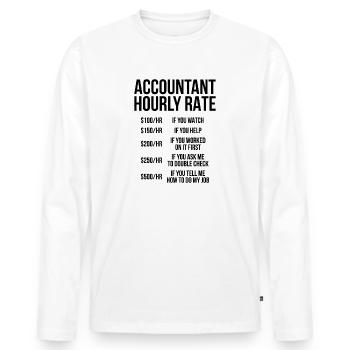 Comptable taux horaire cadeau comptable - T-shirt manches longues Premium bio Homme - blanc - Devant - Nico (187cm)