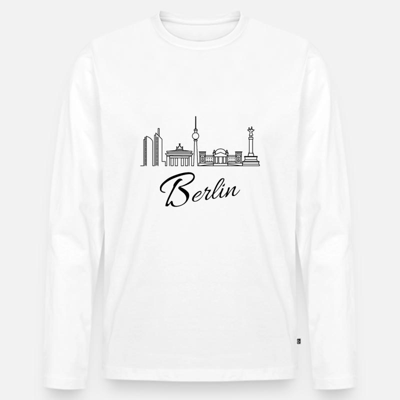 Berlin Skyline - Männer Premium Bio Langarmshirt - Weiß