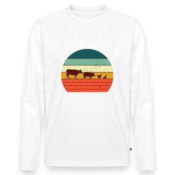Farm animals - Men's Premium Organic Long Sleeve Shirt - white - Front - Nico (187cm)
