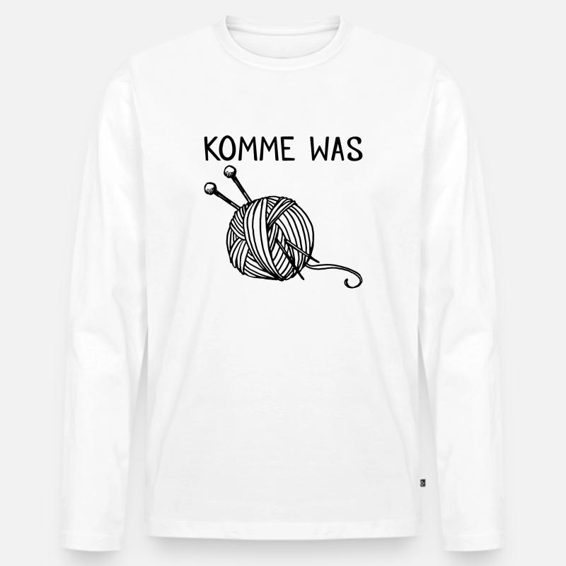 Komme was Wolle Stricken Garn Geschenk - Männer Premium Bio Langarmshirt - Weiß