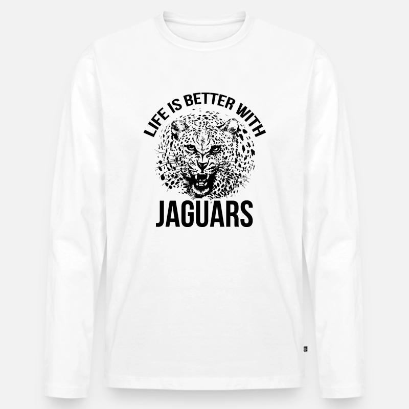 Jaguar Geschenk - Männer Premium Bio Langarmshirt - Weiß