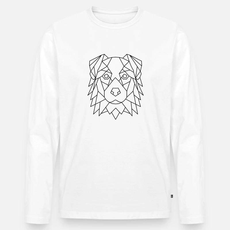 Geometrischer Australian Shepherd - Männer Premium Bio Langarmshirt - Weiß