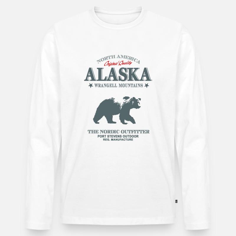Alaska - Grizzly Bear - Männer Premium Bio Langarmshirt - Weiß