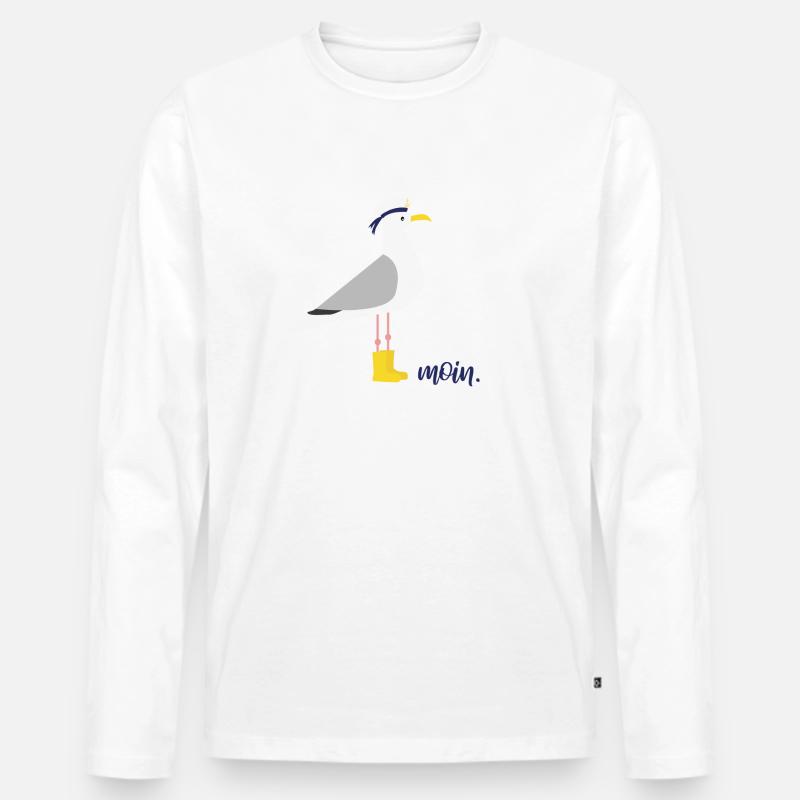Möwe Gummistiefel MOIN - Männer Premium Bio Langarmshirt - Weiß