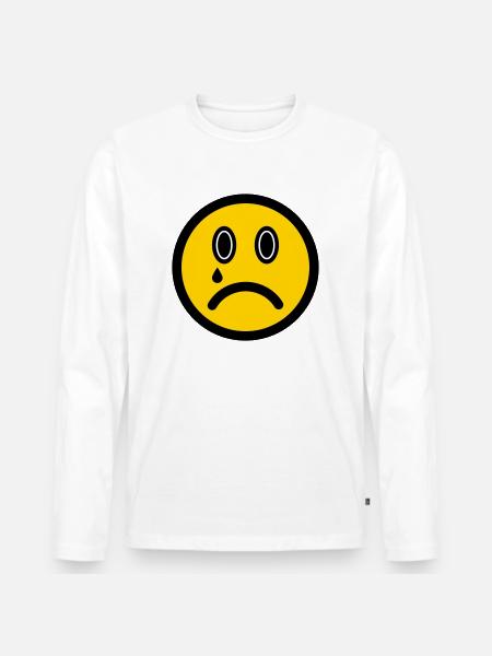 Weinendes Emoticon - Bildsymbol - Strichgesicht - Männer Premium Bio Langarmshirt - Weiß