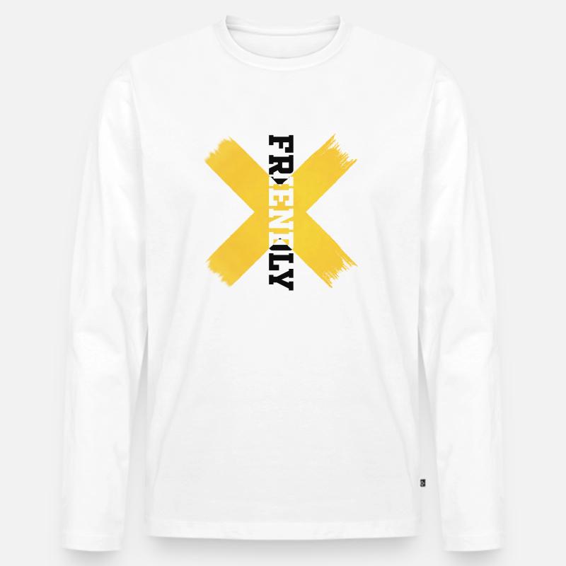 Freundschaftlich - Männer Premium Bio Langarmshirt - Weiß