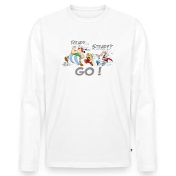 Asterix Ready Steady Go - T-shirt manches longues Premium bio Homme - blanc - Devant - Nico (187cm)