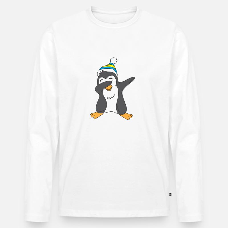 Pinguin Dab Pinguin Dabbing - Männer Premium Bio Langarmshirt - Weiß