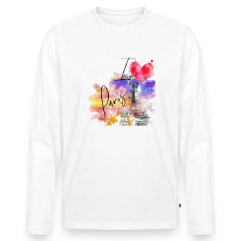 Tour eiffel i love Paris - T-shirt manches longues Premium bio Homme - blanc - Devant - Nico (187cm)