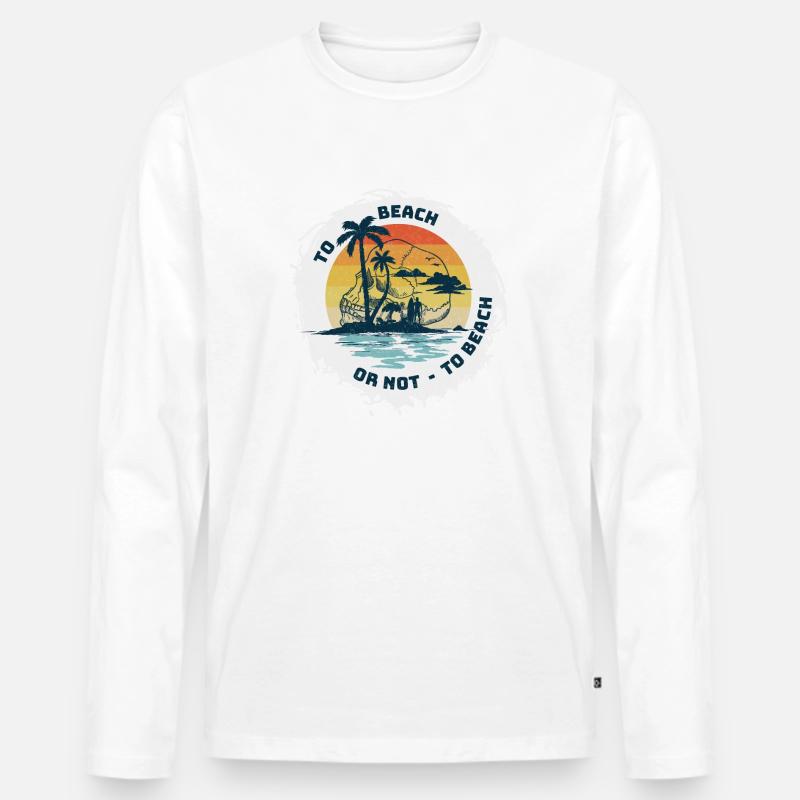 AN DEN STRAND ODER NICHT? - Männer Premium Bio Langarmshirt - Weiß