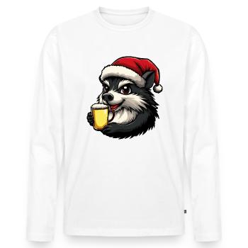 hérisson Noël bière drôle - T-shirt manches longues Premium bio Homme - blanc - Devant - Nico (187cm)