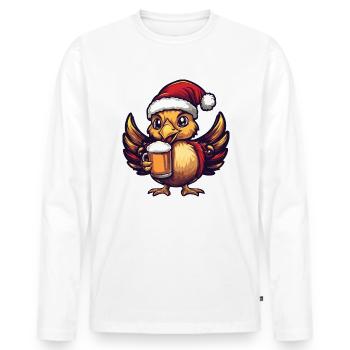 Truthan Christmas Beer Funny - Men's Premium Organic Long Sleeve Shirt - white - Front - Nico (187cm)