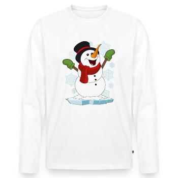 Snowman Winter Snowflakes Gift - Men's Premium Organic Long Sleeve Shirt - white - Front - Nico (187cm)