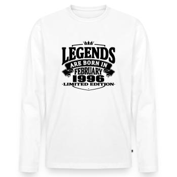 Les légendes sont nées en février 1996 - T-shirt manches longues Premium bio Homme - blanc - Devant - Nico (187cm)