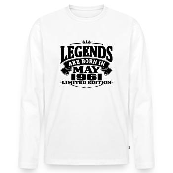 Legends are born in may 1961 - Men's Premium Organic Long Sleeve Shirt - white - Front - Nico (187cm)