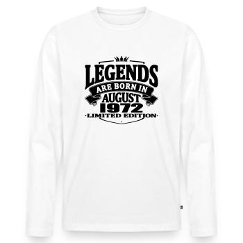 Legends are born in august 1972 - Men's Premium Organic Long Sleeve Shirt - white - Front - Nico (187cm)