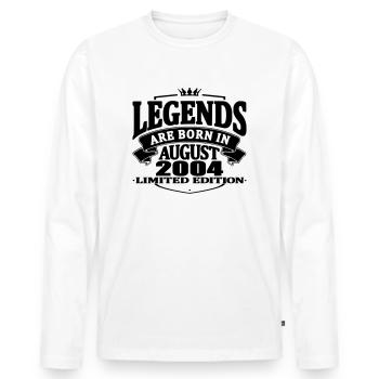 Legends are born in august 2004 - Men's Premium Organic Long Sleeve Shirt - white - Front - Nico (187cm)