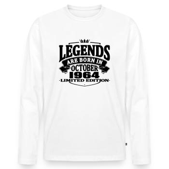 Legends are born in october 1964 - Men's Premium Organic Long Sleeve Shirt - white - Front - Nico (187cm)