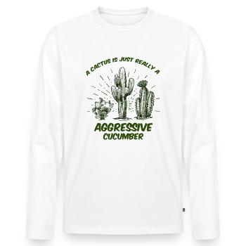 cactus - Men's Premium Organic Long Sleeve Shirt - white - Front - Nico (187cm)