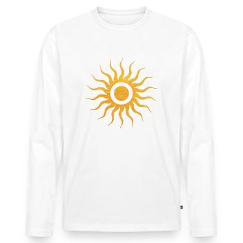 Sun with golden rays, esotericism, mysticism - Men's Premium Organic Long Sleeve Shirt - white - Front - Nico (187cm)