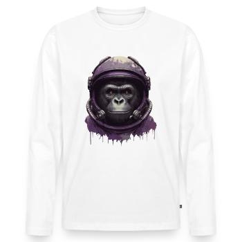 Astronaut monkey stocks to the moon - Men's Premium Organic Long Sleeve Shirt - white - Front - Nico (187cm)