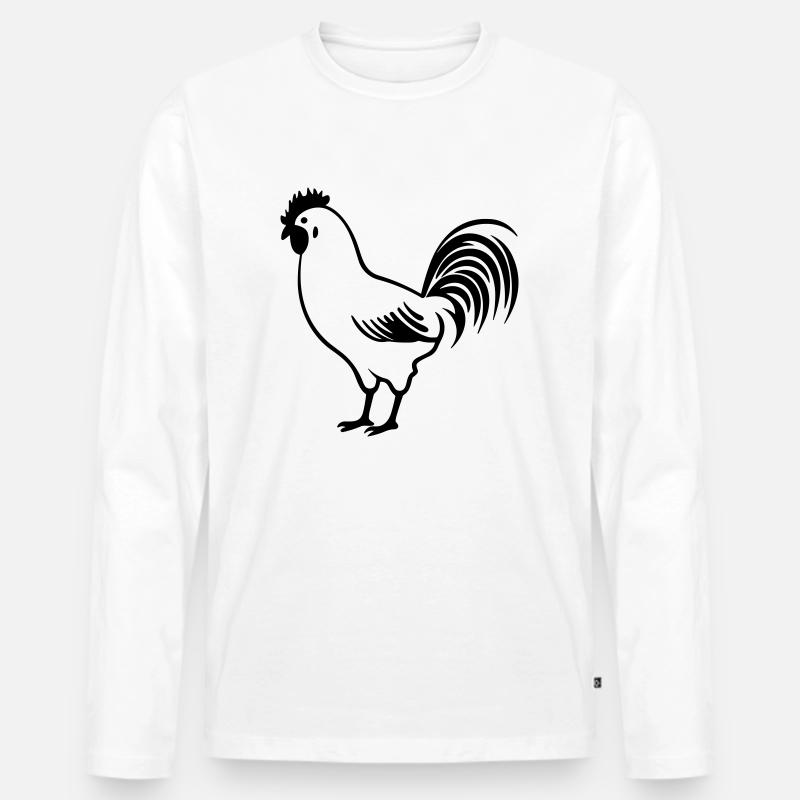 Huhn - Männer Premium Bio Langarmshirt - Weiß