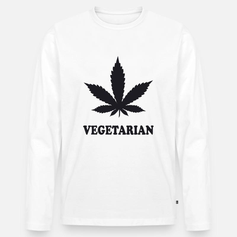 Weed Vegetarian - Männer Premium Bio Langarmshirt - Weiß
