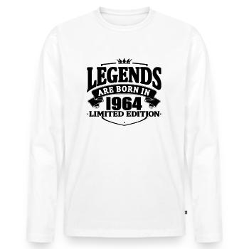 Les légendaires sont nées en 1964 - T-shirt manches longues Premium bio Homme - blanc - Devant - Nico (187cm)