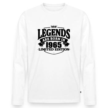 legends are born in 1965 - Men's Premium Organic Long Sleeve Shirt - white - Front - Nico (187cm)