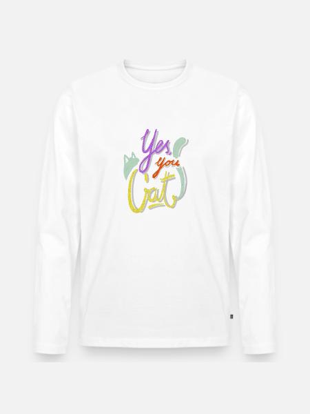 yes, you cat! - Men's Premium Organic Long Sleeve Shirt - white